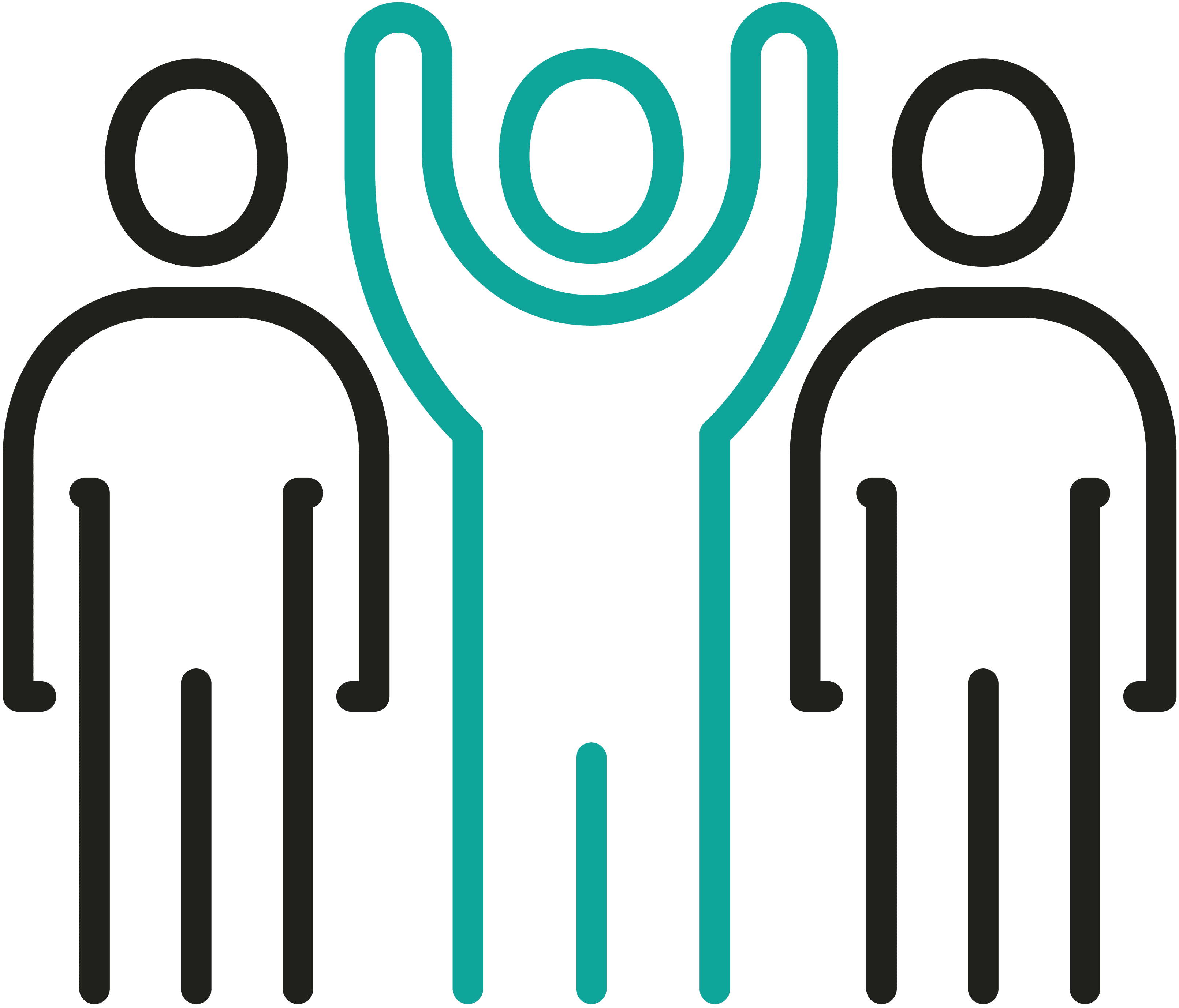 2 human shape black vector and 1 turquoise vector